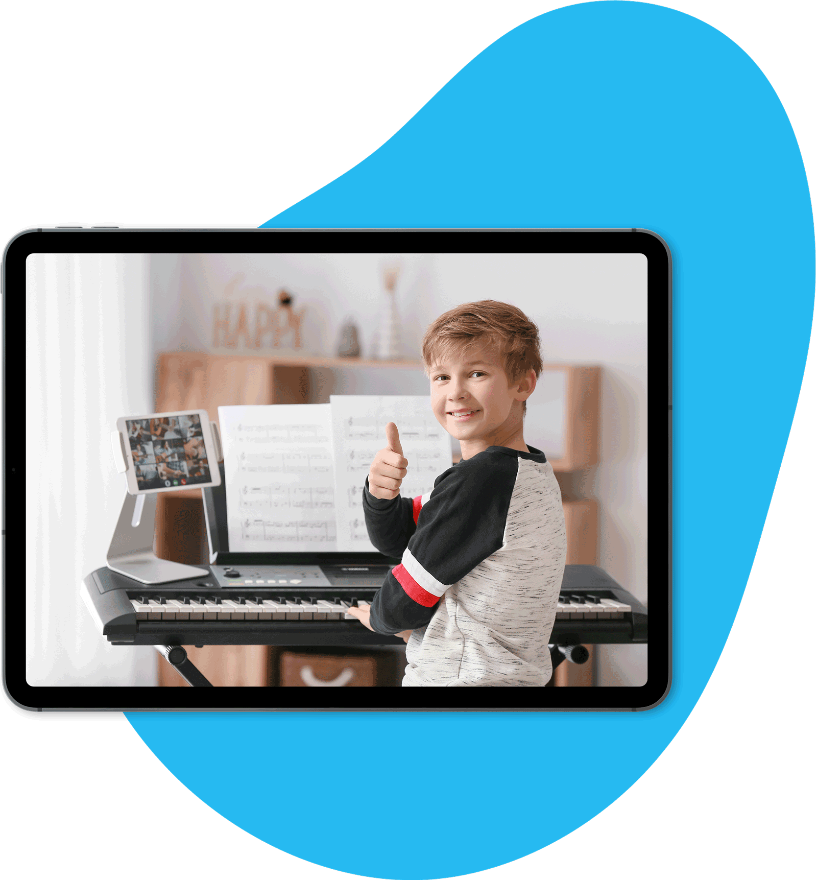 Jason Anthony teaching music online through Zoom.